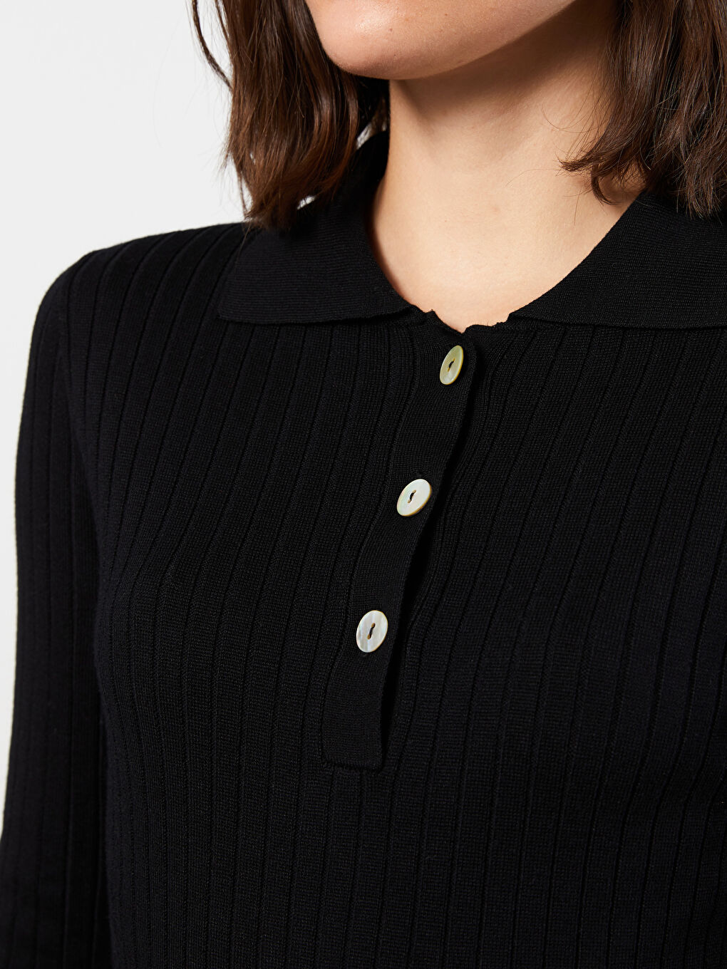 LCW Vision Shirt Neck Regular Long Sleeve Women's Tricot Dress -W24629Z8-RQN