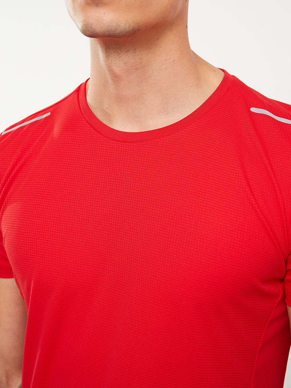 Kırmızı Bisiklet Yaka Kısa Kollu Erkek Spor Tişört-7