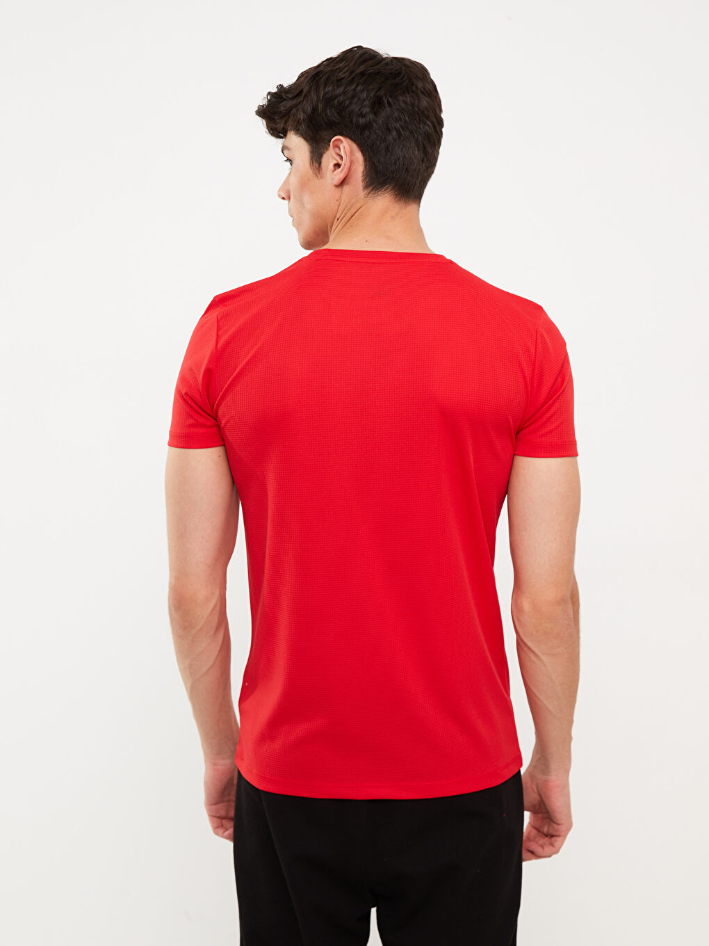 Kırmızı Bisiklet Yaka Kısa Kollu Erkek Spor Tişört-8