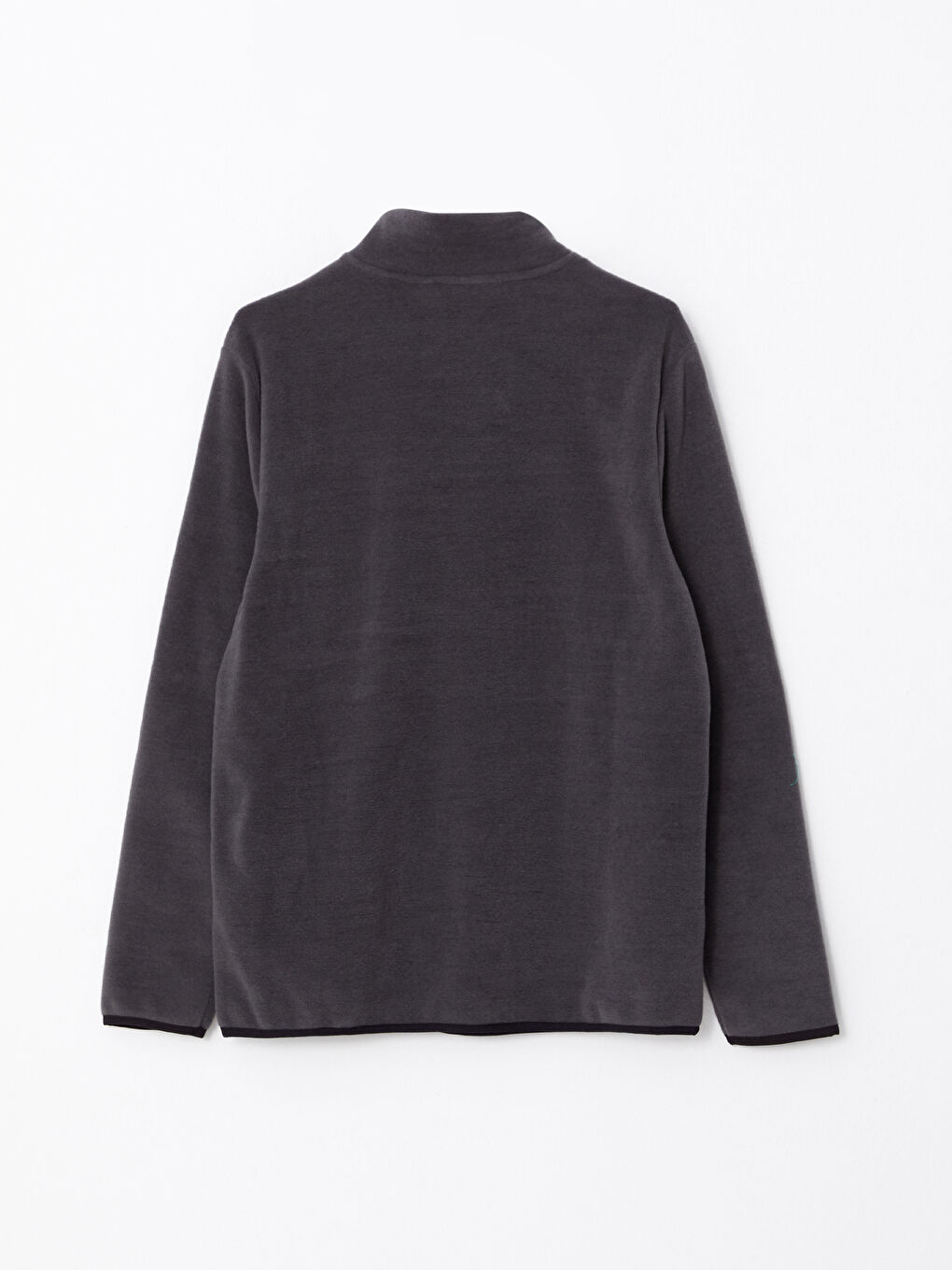 Gri Dik Yaka Uzun Kollu Erkek Polar Sweatshirt-6