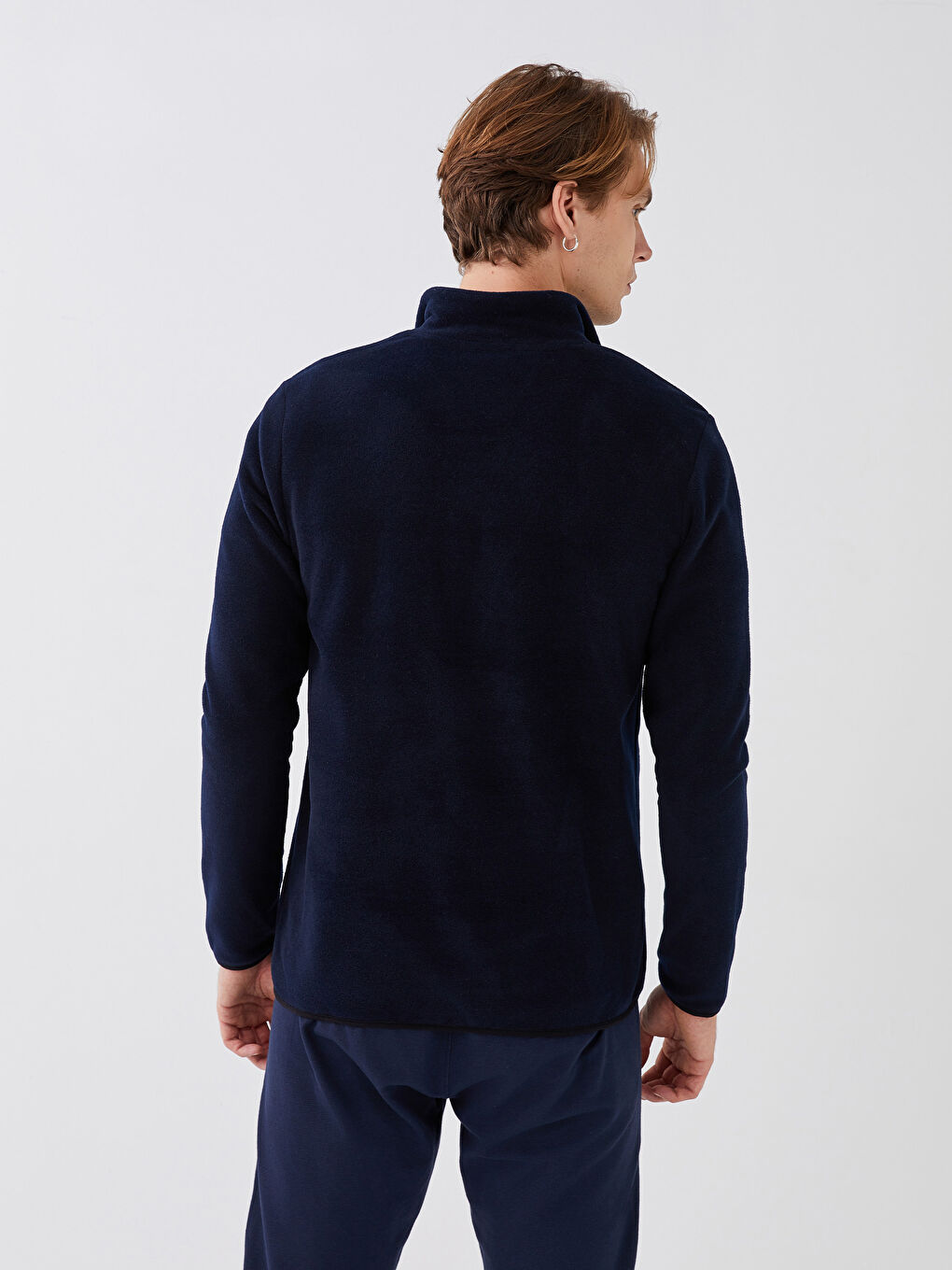 Turtle Neck Long Sleeve Men's Fleece Sweatshirt-4