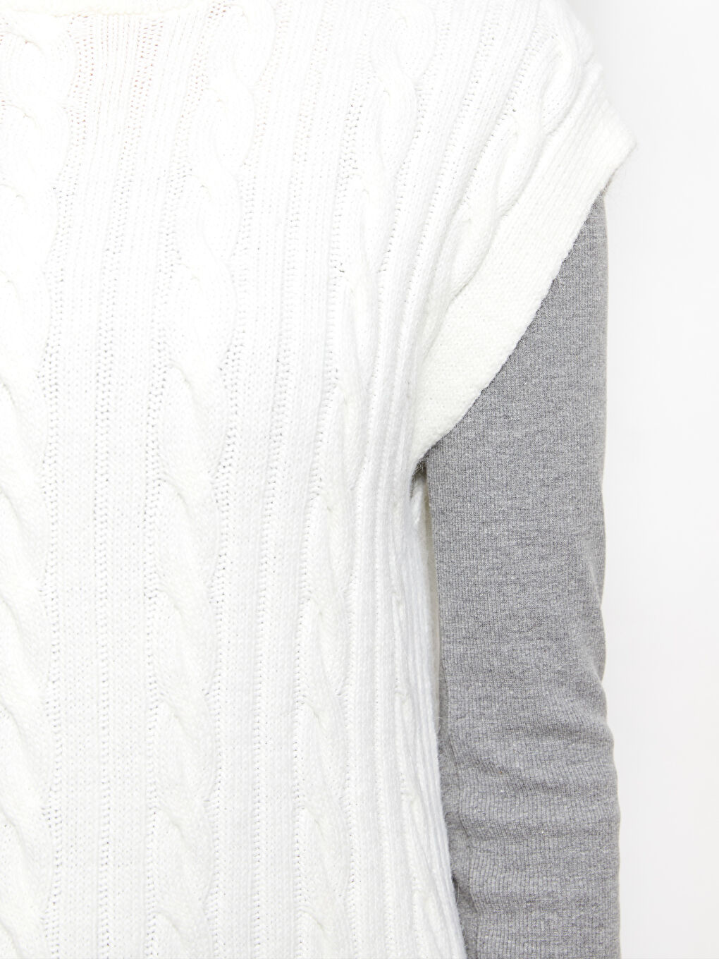 سترة صوفية منقوشة بياقة قمع للسيدات-7