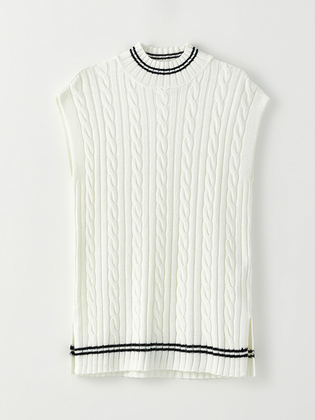 سترة صوفية منقوشة بياقة قمع للسيدات-10