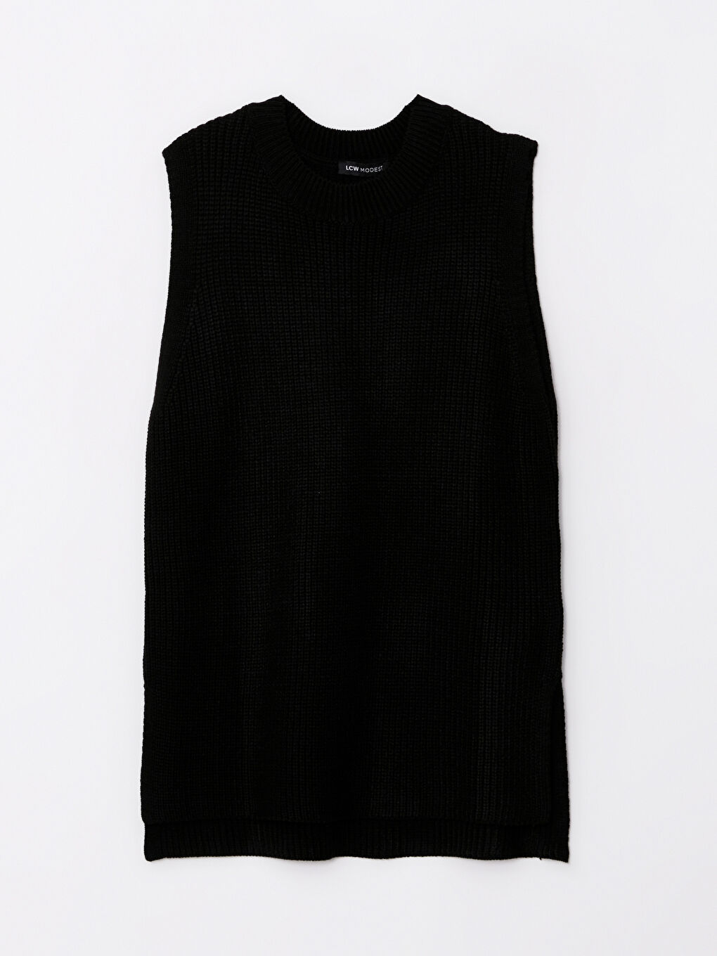 Women's Crew Neck Plain Knitwear Sweater Vest -W24650Z8-RQN