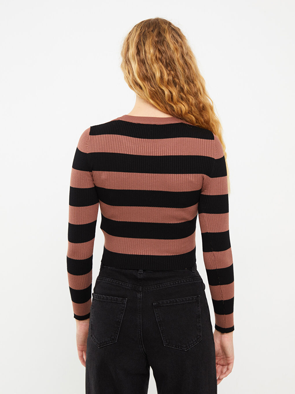 LCW Vision Rundhalsausschnitt Gestreift Langarm Damen Strickpullover -W24651Z8-LEW