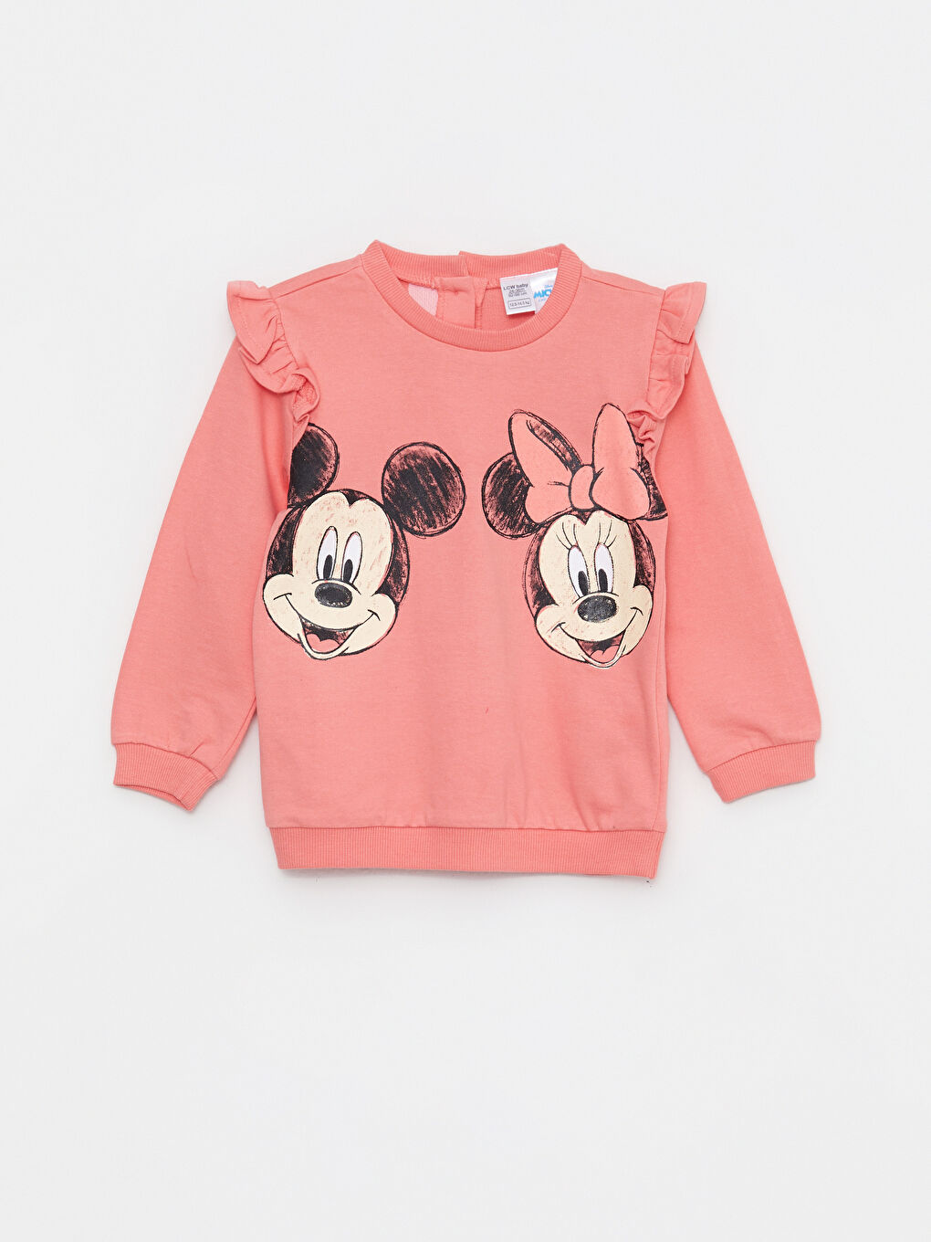 Свитшот с круглым вырезом и длинным рукавом с принтом Минни и Микки Маус для малышки девочки