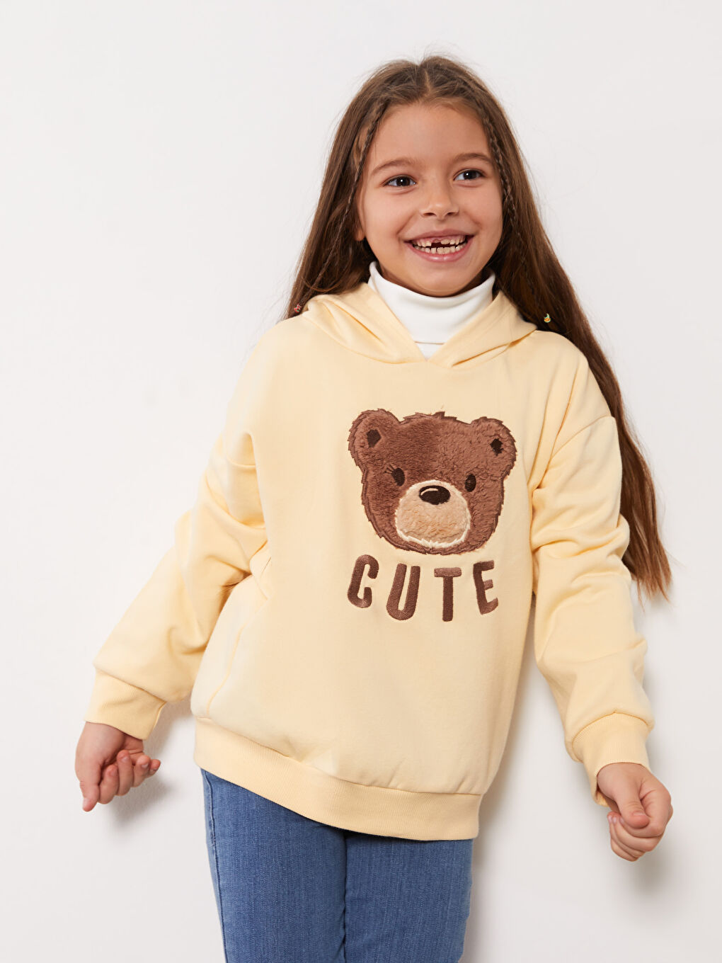 Hooded Embroidered Long Sleeve Girl Sweatshirt-1