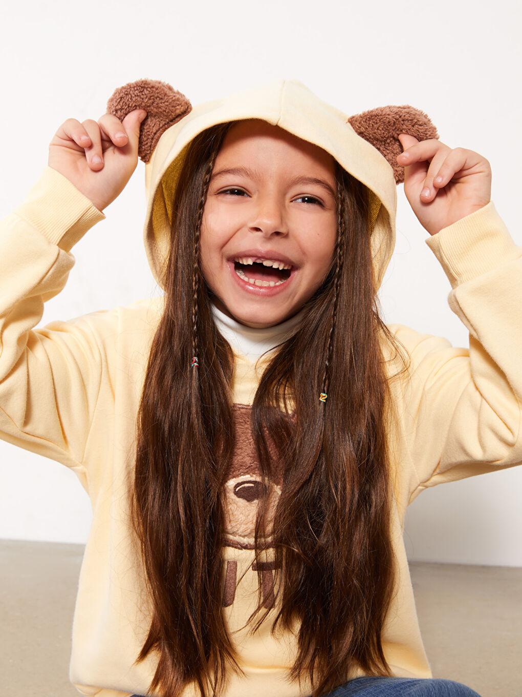 Hooded Embroidered Long Sleeve Girl Sweatshirt-2