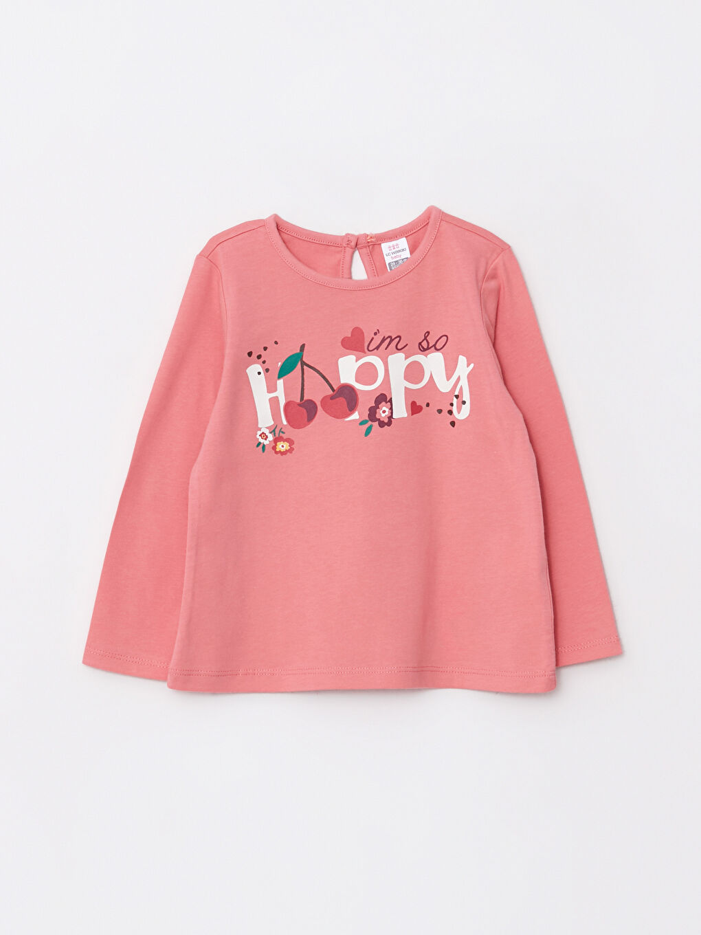 Bisiklet Yaka Uzun Kollu Baskılı Kız Bebek Tişört 2'li-1