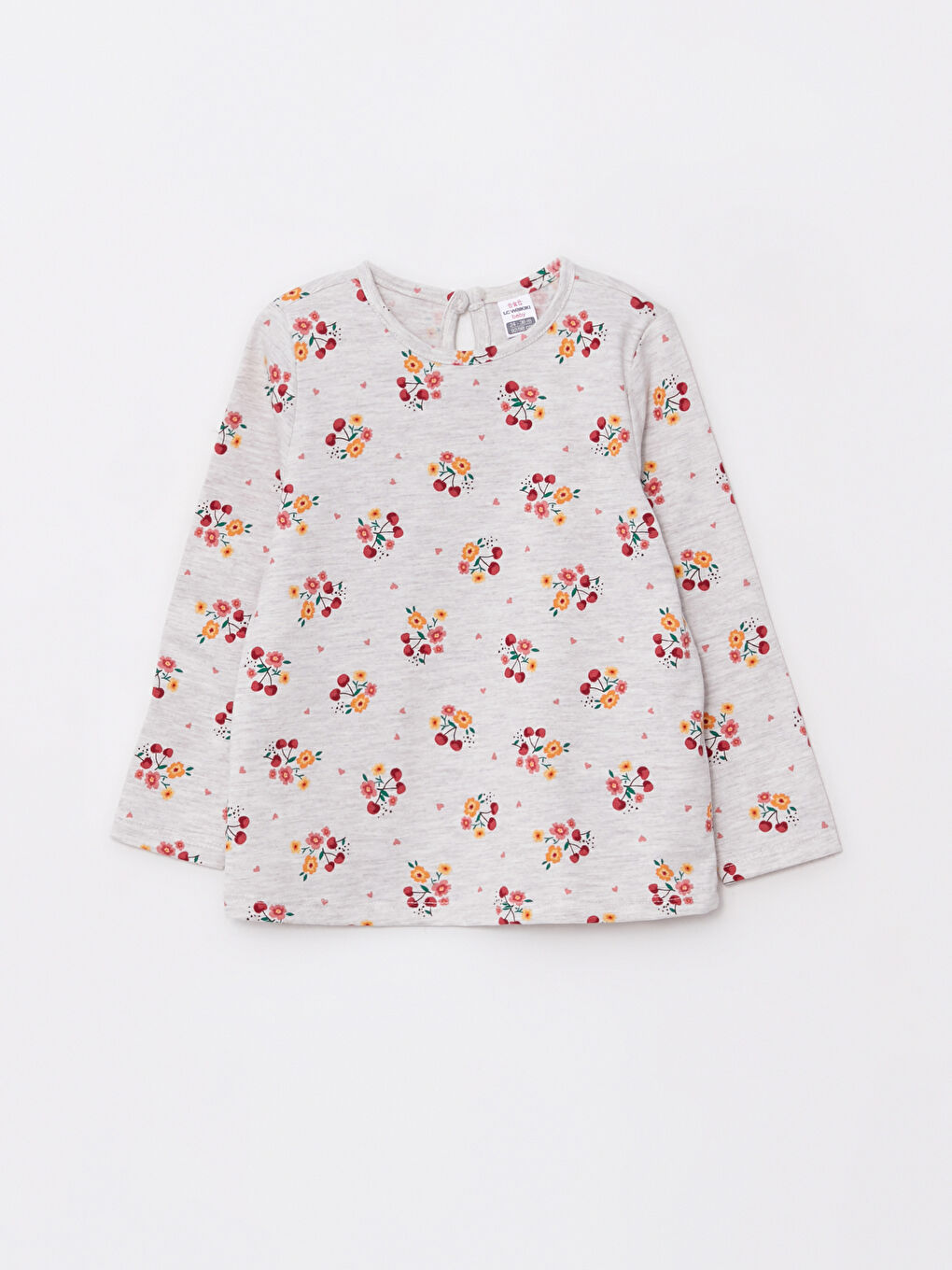 Bisiklet Yaka Uzun Kollu Baskılı Kız Bebek Tişört 2'li-2