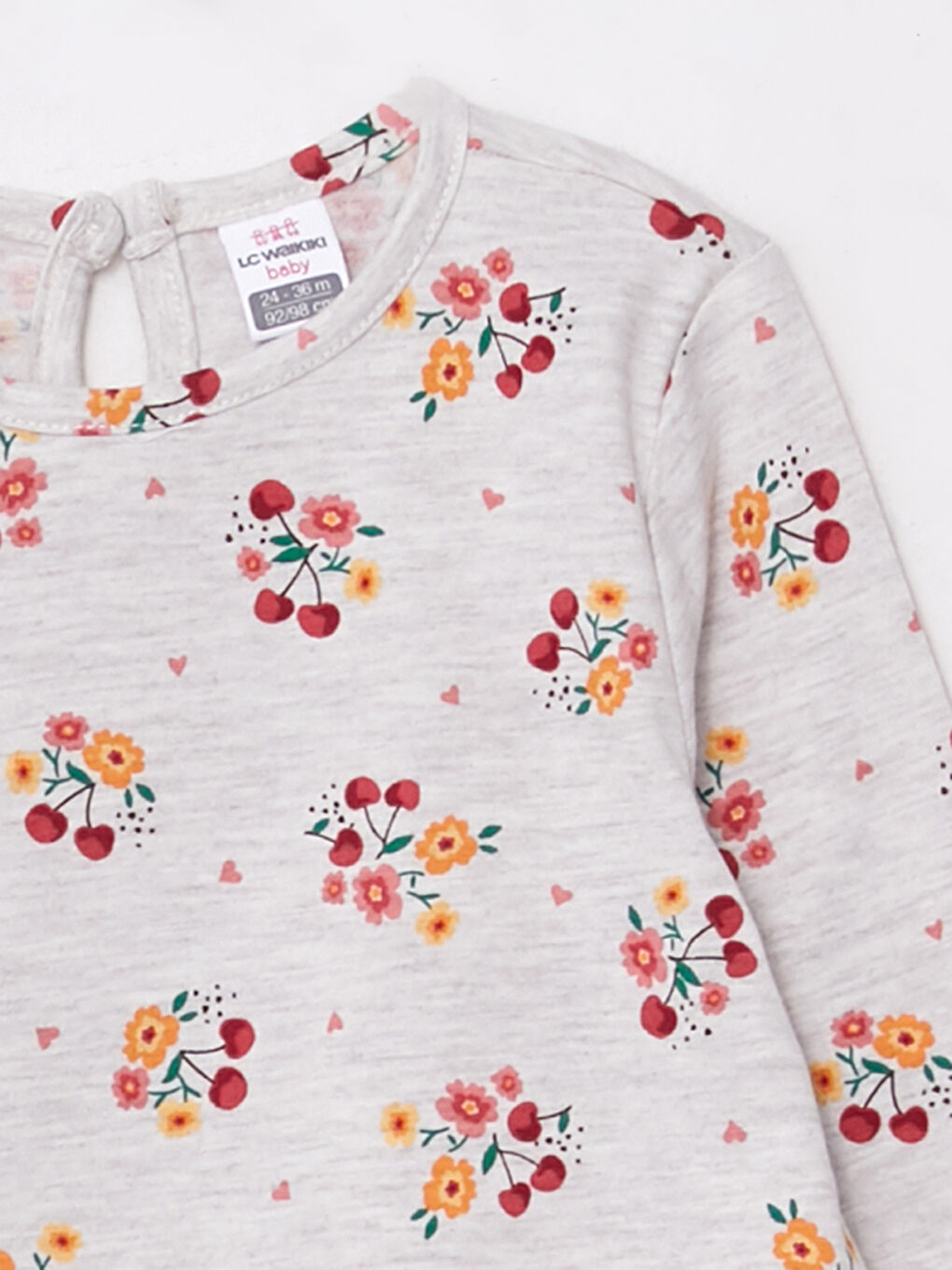 Bisiklet Yaka Uzun Kollu Baskılı Kız Bebek Tişört 2'li-3