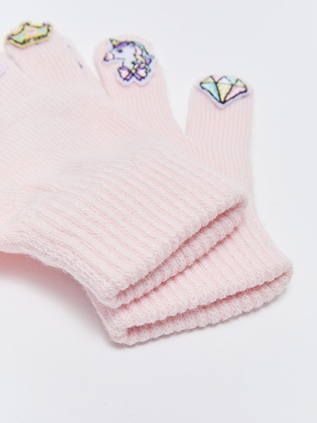 Patch Detailed Girls' Knitwear Gloves-2