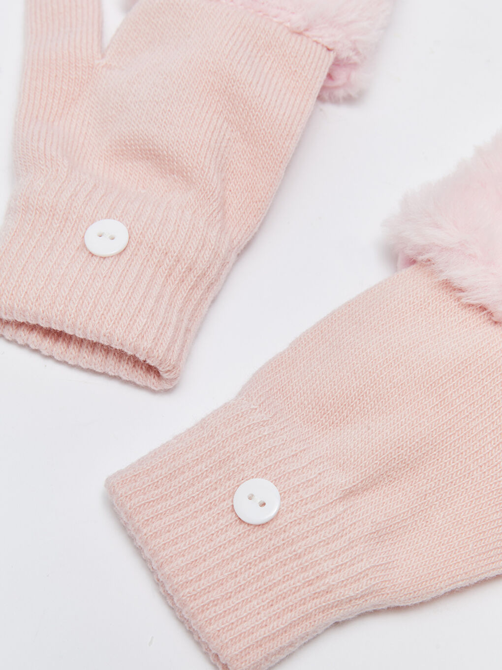 Pembe Nakışlı Kız Çocuk Triko Eldiven-2