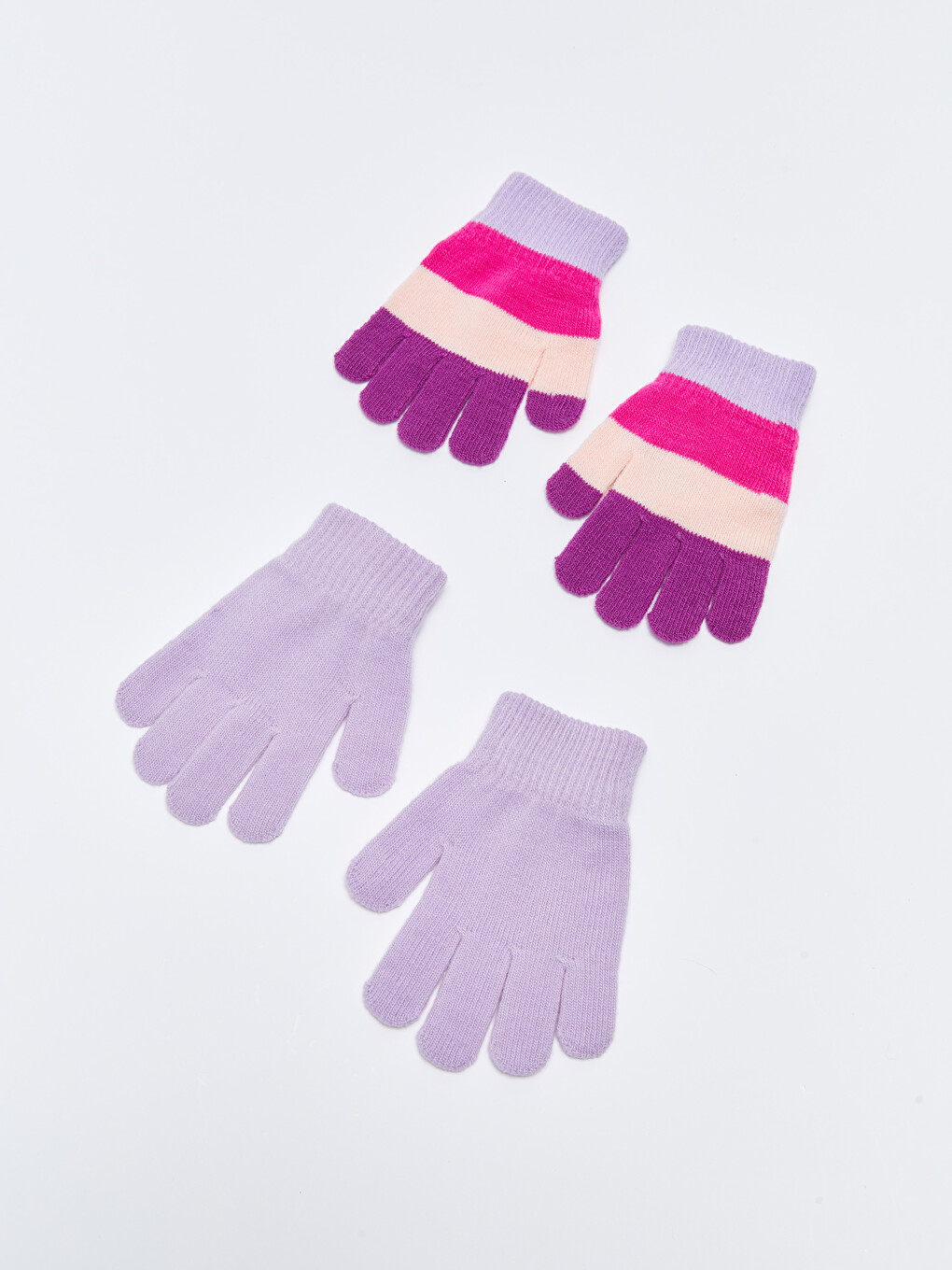 Color Block Girl Knitwear Gloves 2 Pack