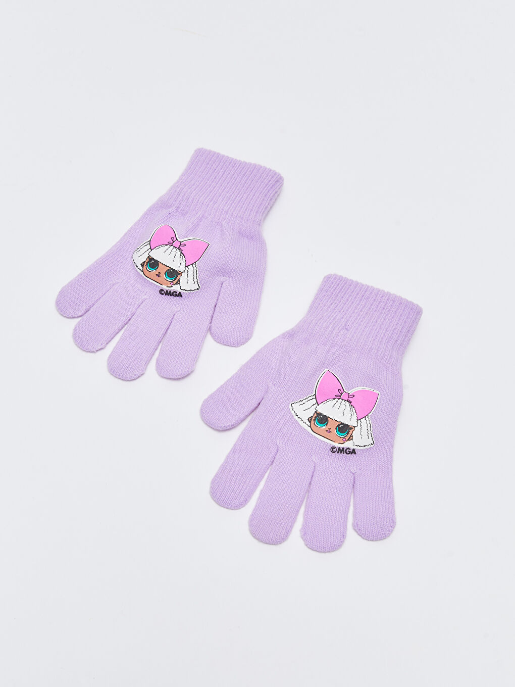 Lila LOL Lisanslı Baskılı Kız Çocuk Triko Eldiven