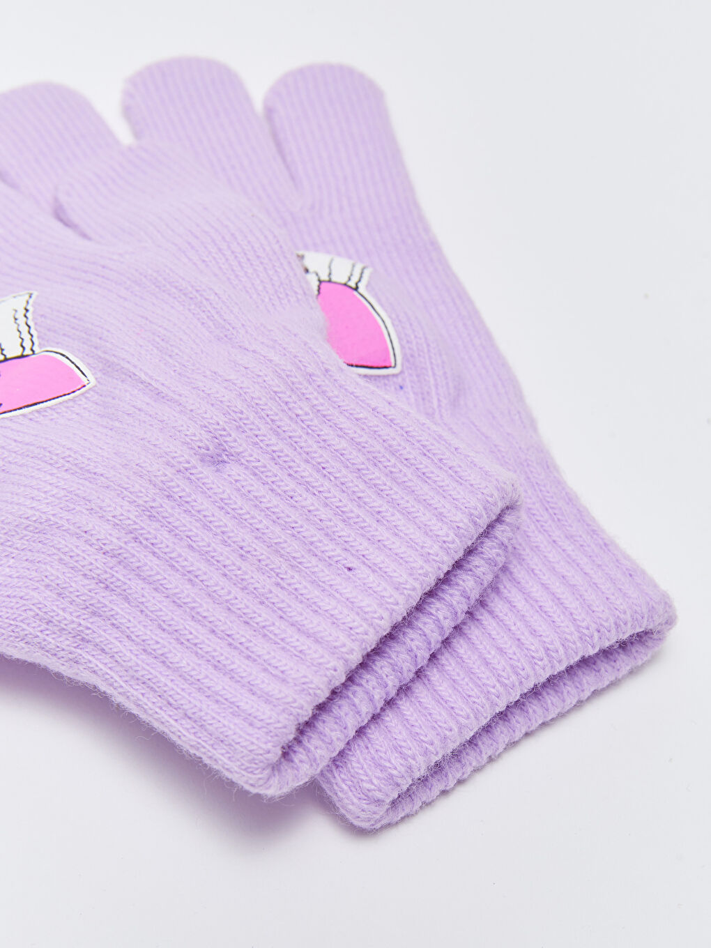 Lila LOL Lisanslı Baskılı Kız Çocuk Triko Eldiven-2