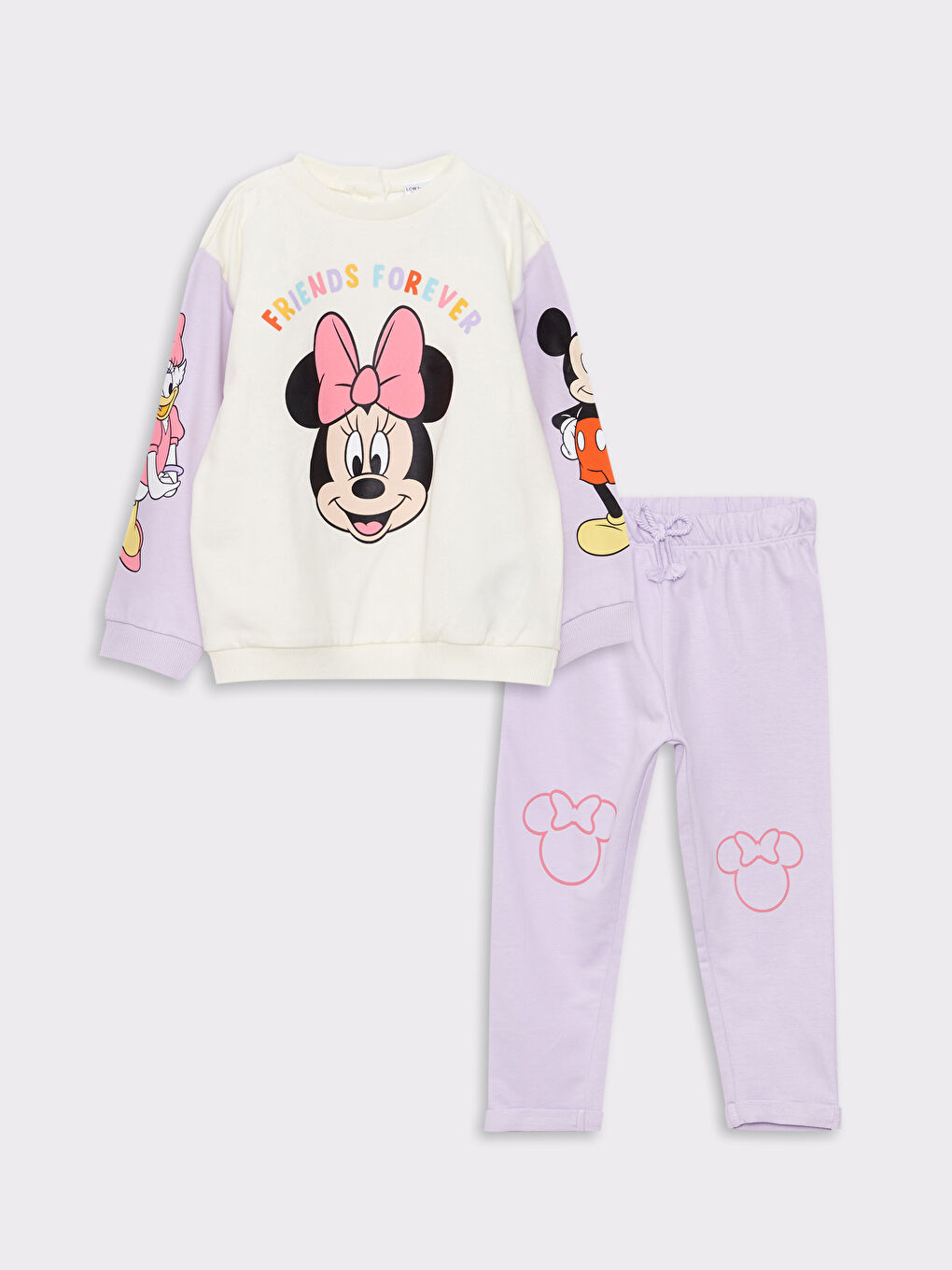 Crew Neck Long Sleeve Minnie and Friends Printed Baby Girl Sweatshirt and Pants 2-Pack