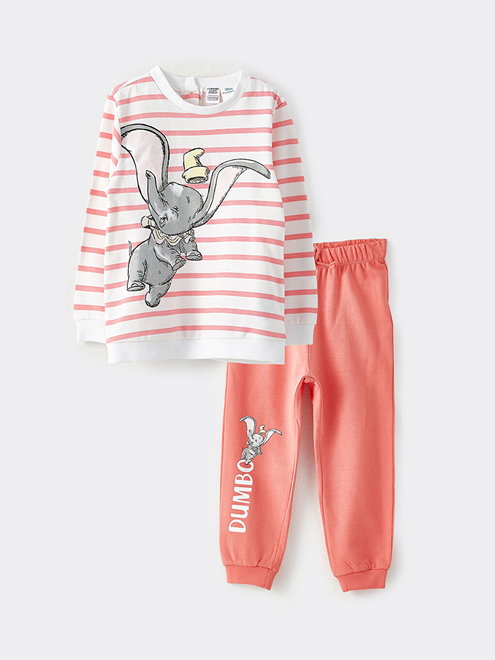 Crew Neck Long Sleeved Dumbo Printed Baby Girl Sweatshirt and Pants 2-Pack Set -W24732Z1-LFA