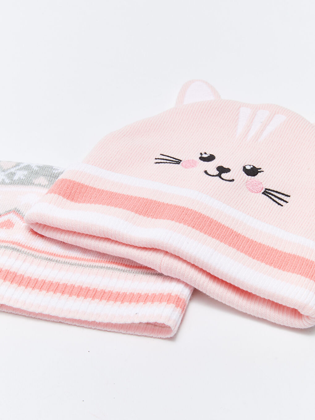 LCW ACCESSORIES Бродирана котка момичешки плетен комплект шапка и яка 2 чифта -W24745Z4-GAT