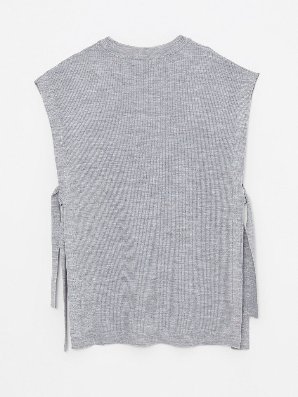 Gri Kadın Bisiklet Yaka Düz Triko Süveter-6