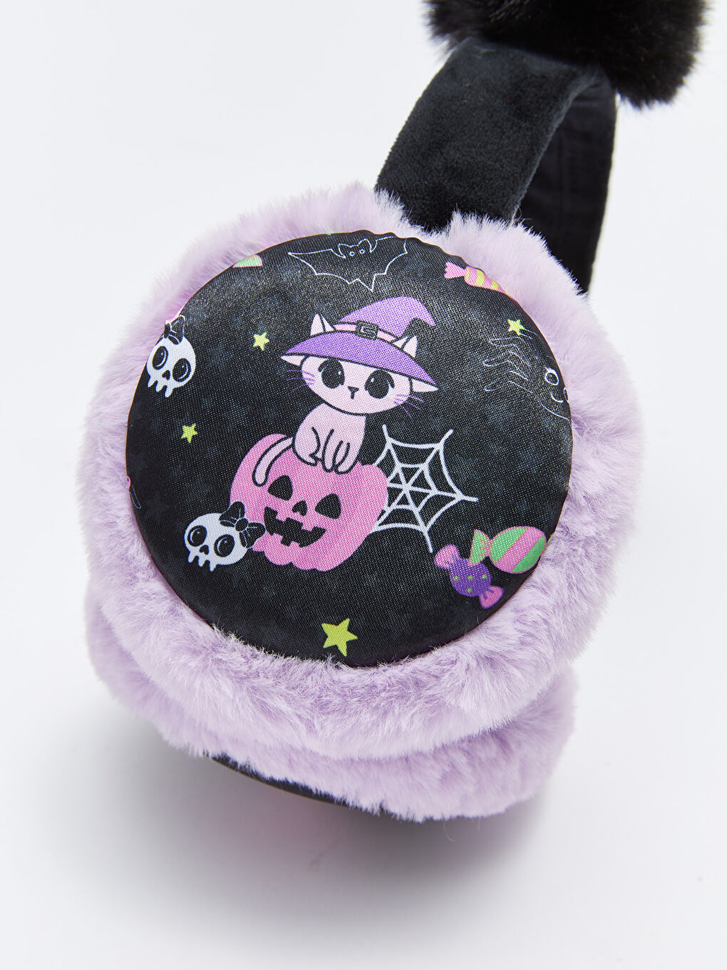 H12 Pompom Detailed Plush Girl's Headphones-2