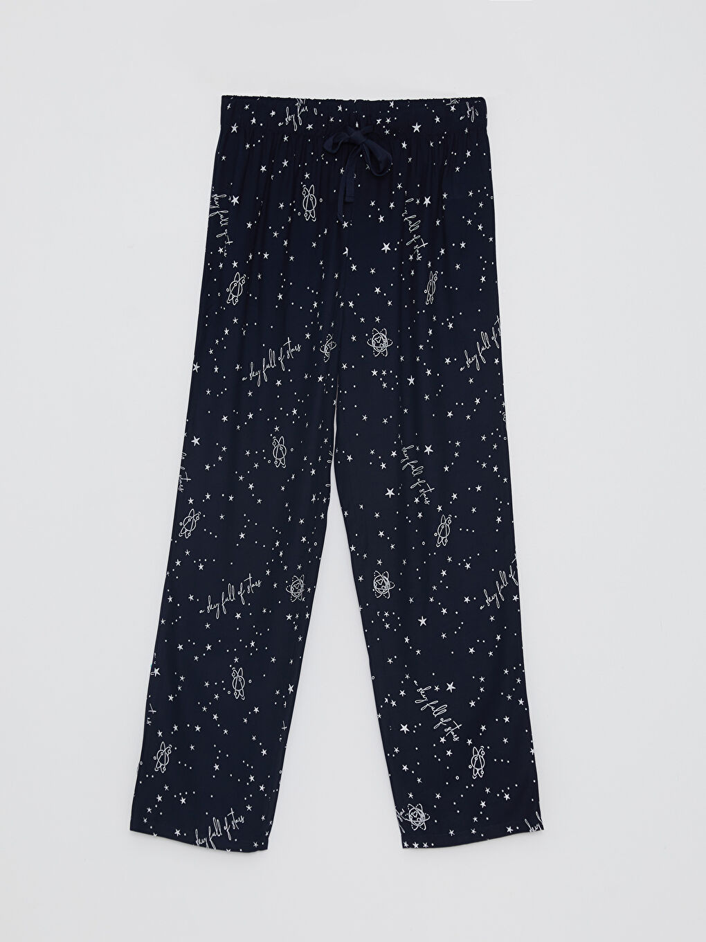 LCW DREAM Lacivert Gömlek Yaka Desenli Uzun Kollu Viskon Kadın Pijama Takımı - 7