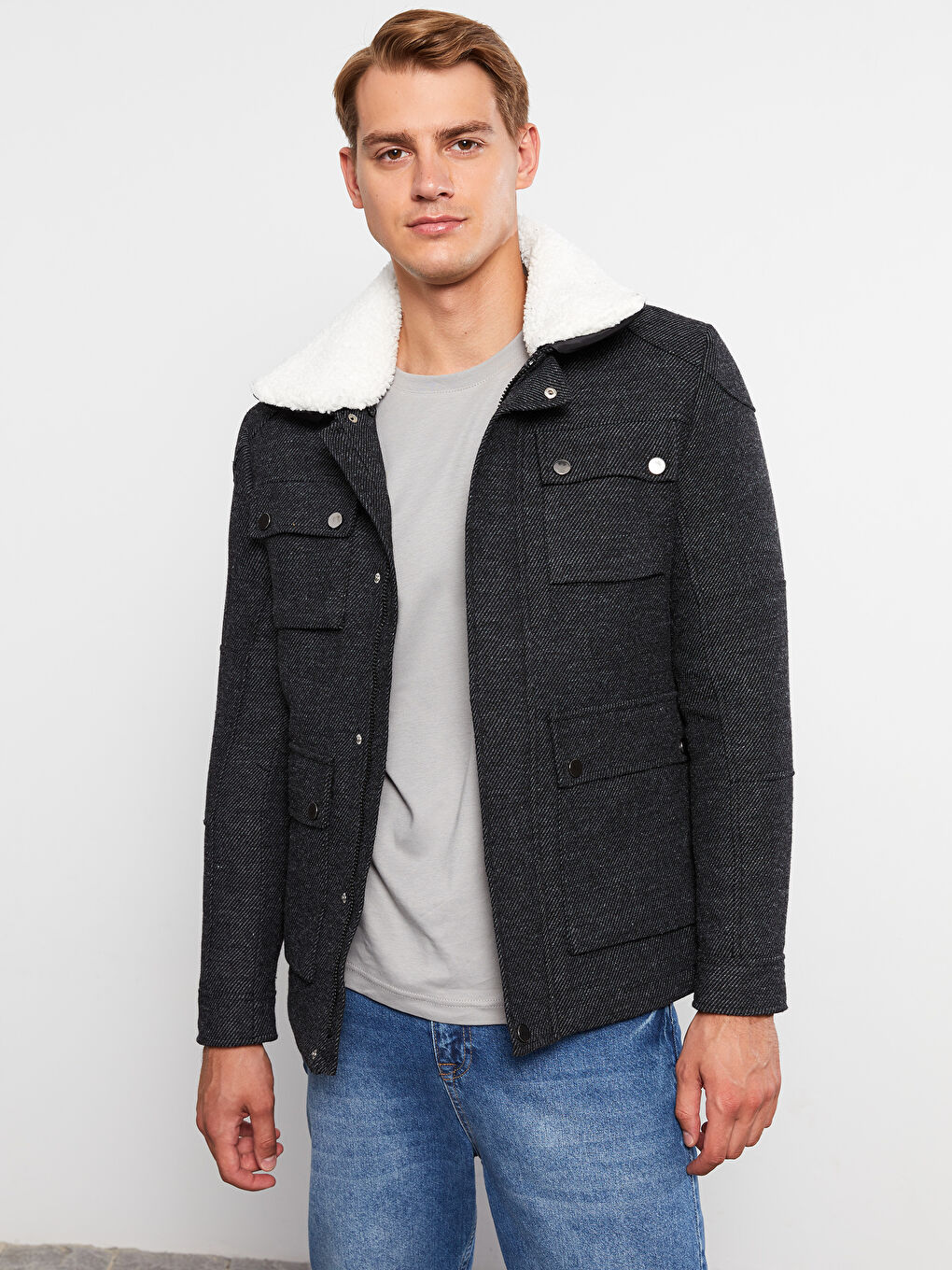 LCW Vision Slim Fit Gömlek Yaka Erkek Mont -W24764Z8-L8N