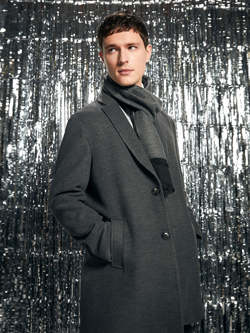 بالطو سادة ياقة الجاكيت تخين للرجال كاشيه