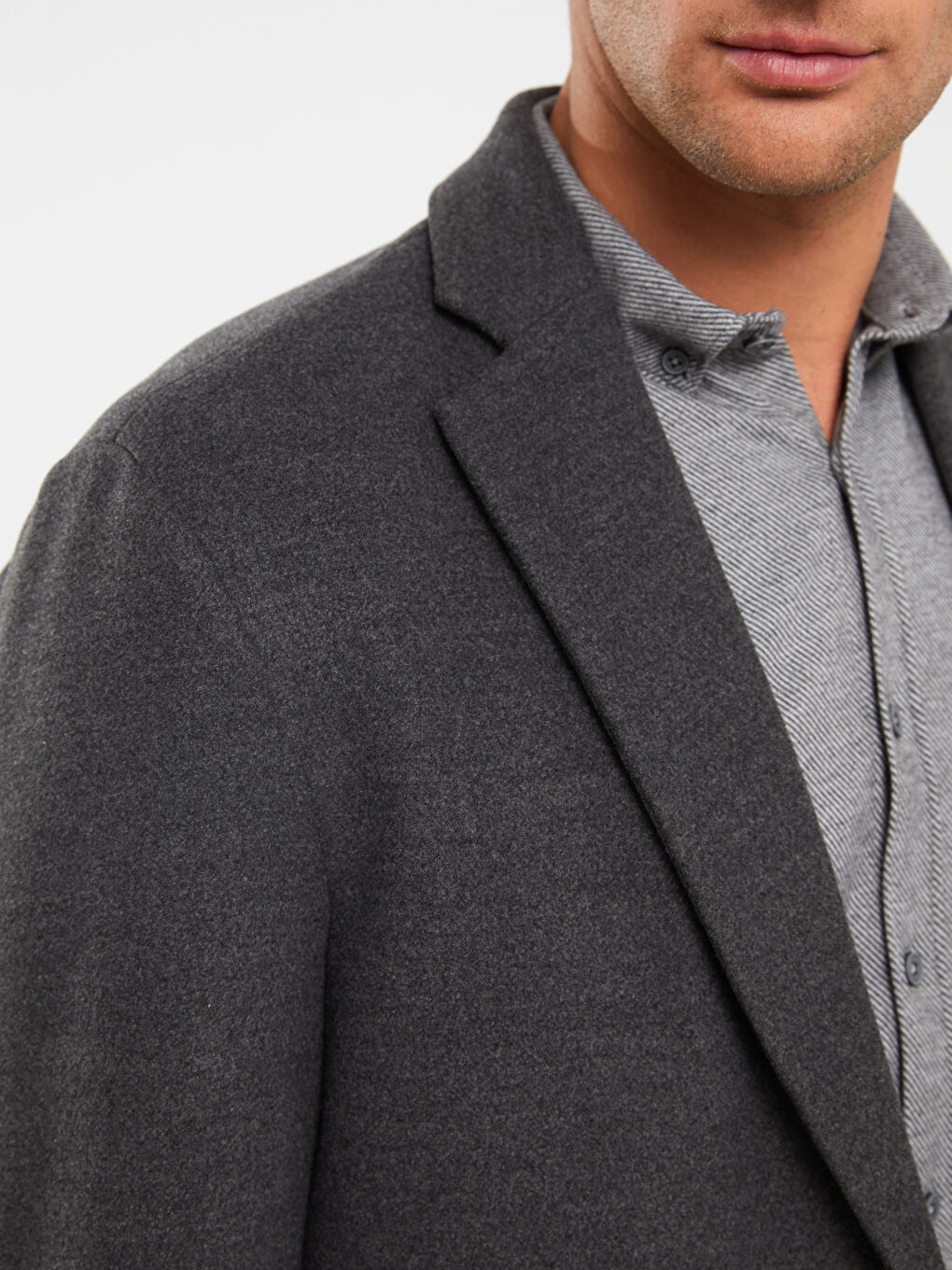 بالطو سادة ياقة الجاكيت تخين للرجال كاشيه-3