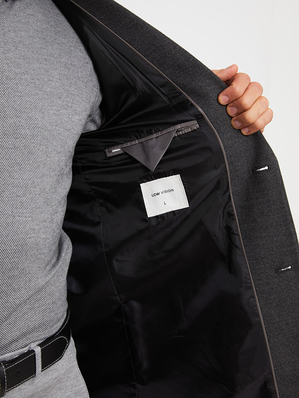 بالطو سادة ياقة الجاكيت تخين للرجال كاشيه-4