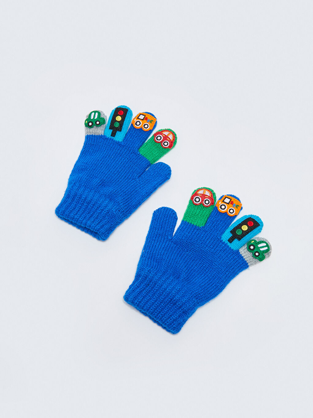 Mavi Patch Detaylı Erkek Çocuk Triko Eldiven-1