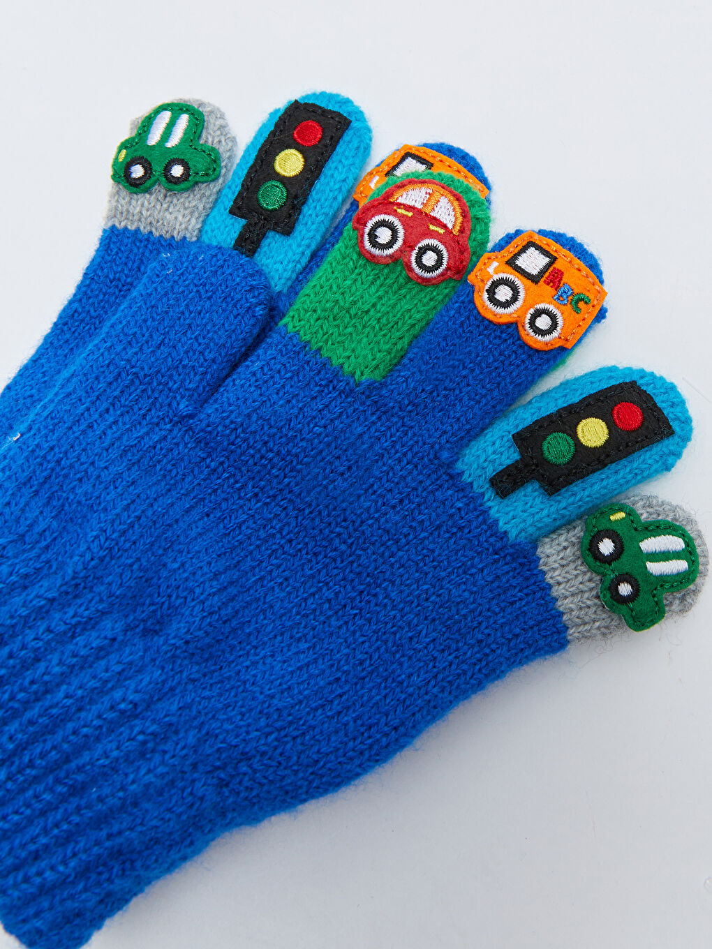 Mavi Patch Detaylı Erkek Çocuk Triko Eldiven-2