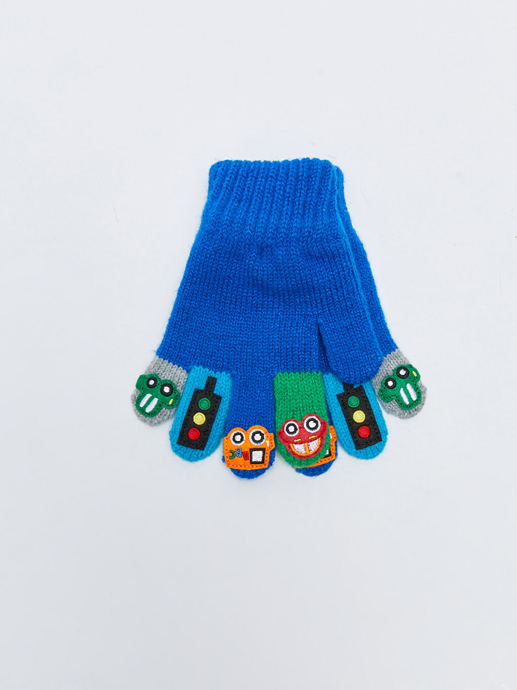 Mavi Patch Detaylı Erkek Çocuk Triko Eldiven