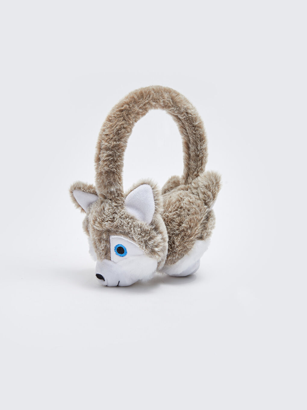 Gri 3D Aplikeli Pelüş Erkek Çocuk Kulaklık-1