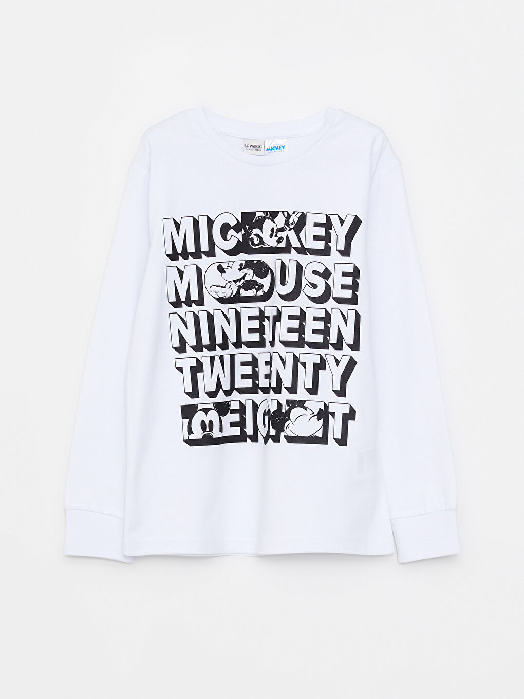 LCW Kids Beyaz Bisiklet Yaka Mickey Mouse Baskılı Uzun Kollu Erkek Çocuk Sweatshirt ve Eşofman Altı - 6