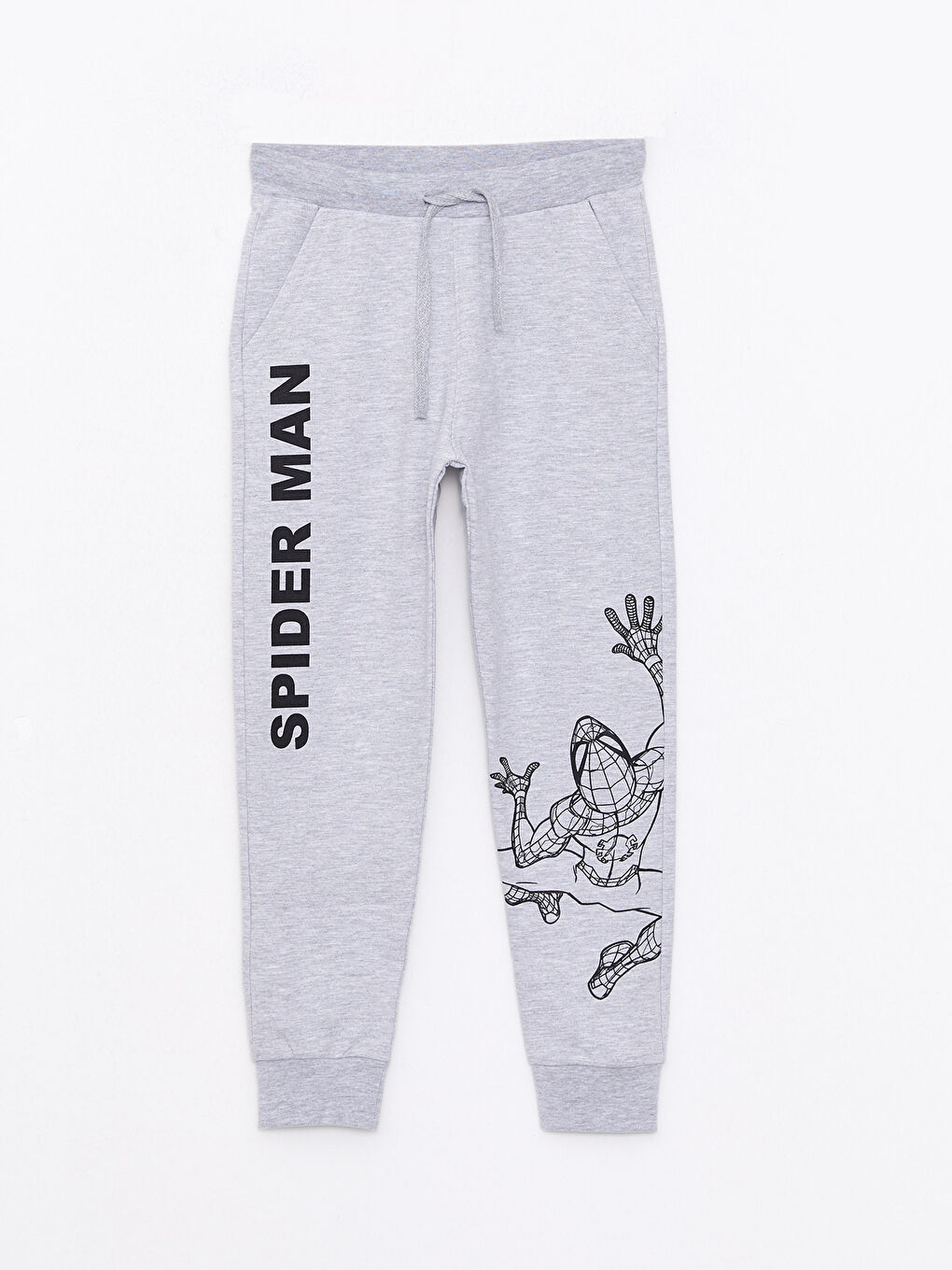 Gri Beli Lastikli Spider-Man Baskılı Erkek Çocuk Jogger Eşofman Altı