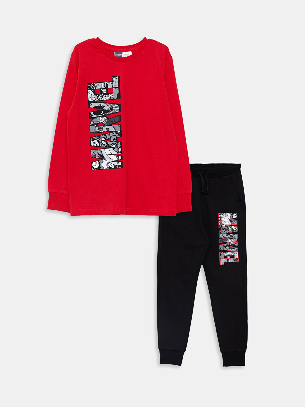 Kırmızı Bisiklet Yaka Marvel Baskılı Uzun Kollu Erkek Çocuk Sweatshirt ve Eşofman Altı-4