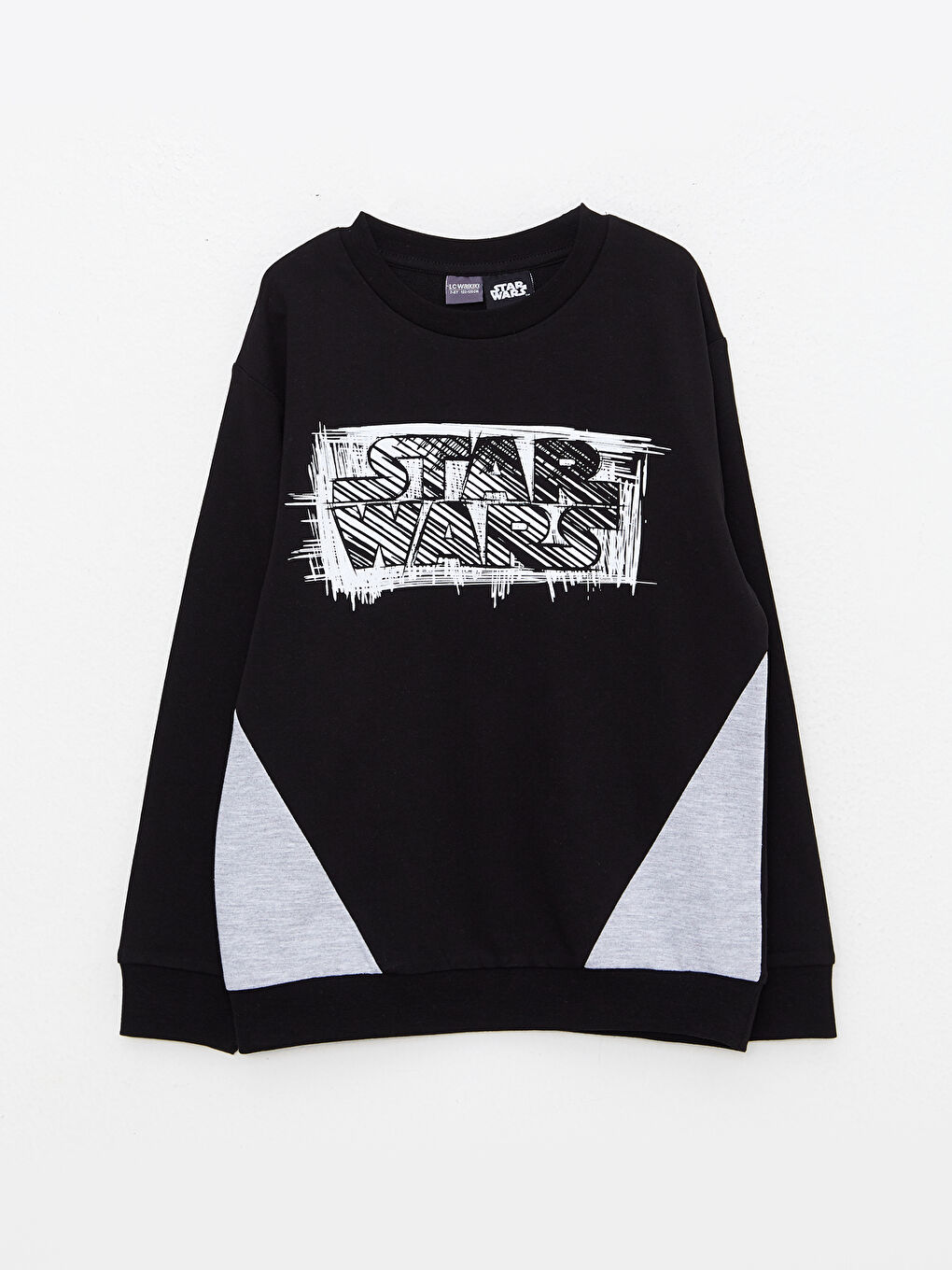 Siyah Bisiklet Yaka Star Wars Baskılı Uzun Kollu Erkek Çocuk Sweatshirt ve Eşofman Altı-7