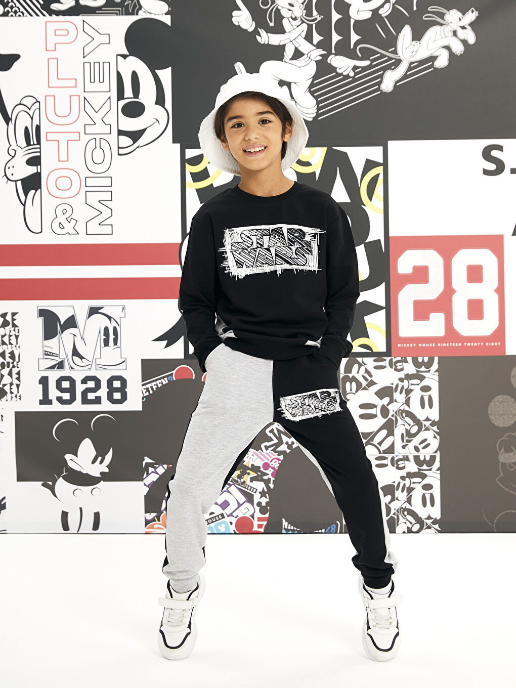 Siyah Bisiklet Yaka Star Wars Baskılı Uzun Kollu Erkek Çocuk Sweatshirt ve Eşofman Altı-3