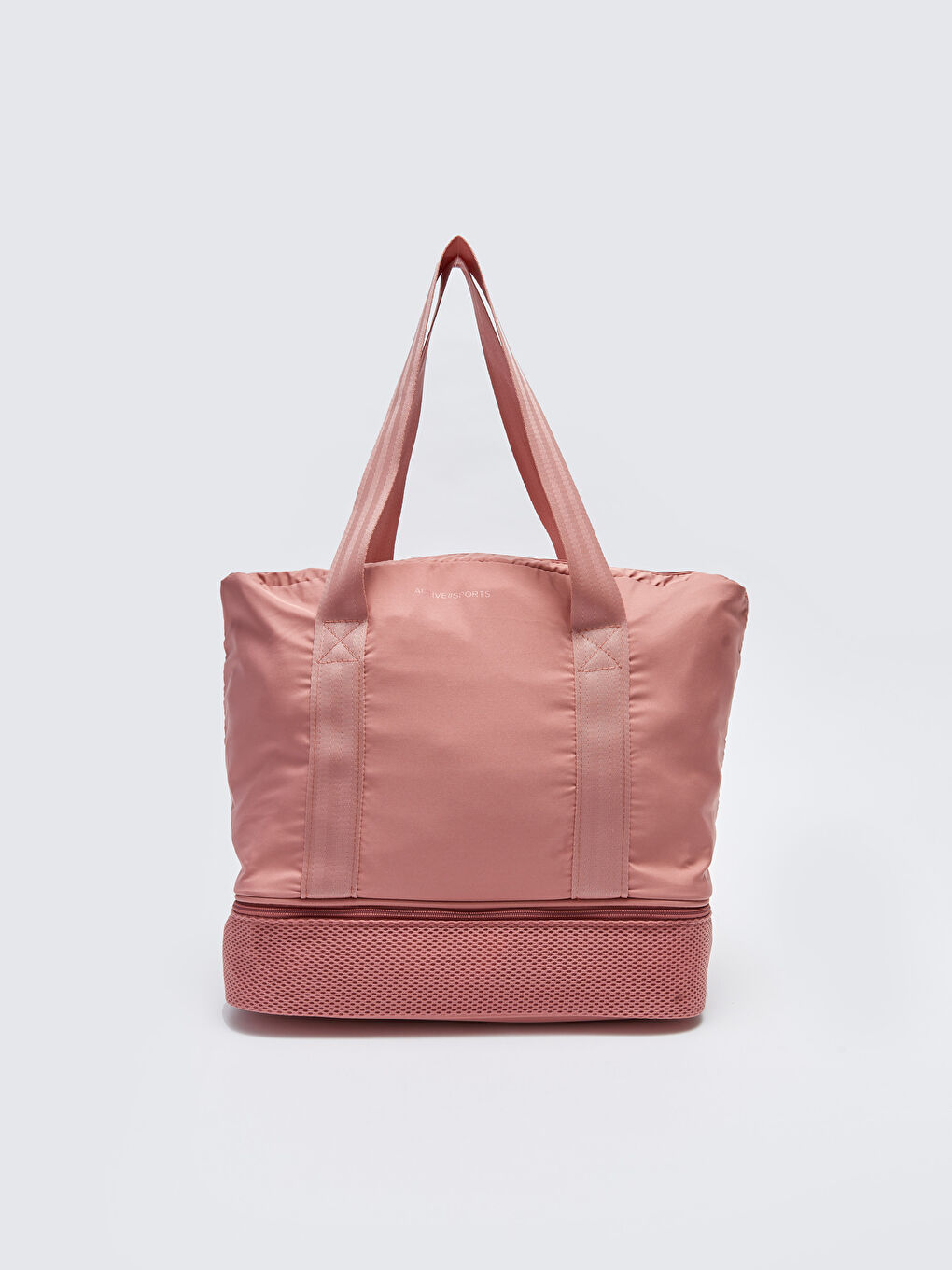 Pembe Paraşüt Kumaş Yazı Baskılı Kadın Spor Çantası-3