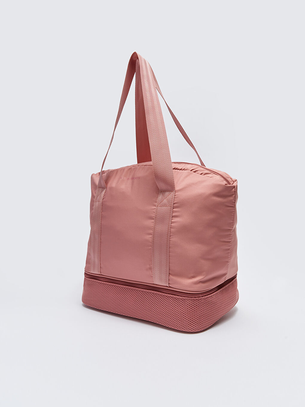 Pembe Paraşüt Kumaş Yazı Baskılı Kadın Spor Çantası-4