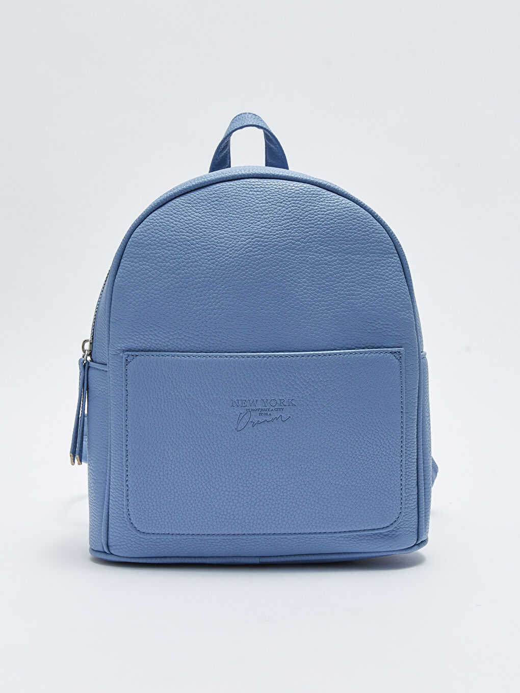 Mavi Deri Görünümlü Baskılı Kadın Sırt Çantası