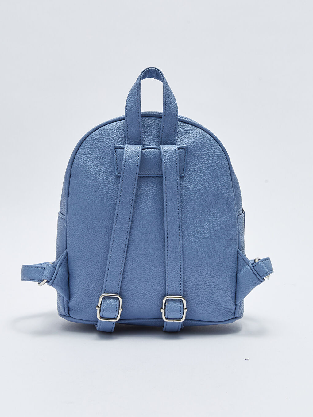 Mavi Deri Görünümlü Baskılı Kadın Sırt Çantası-2