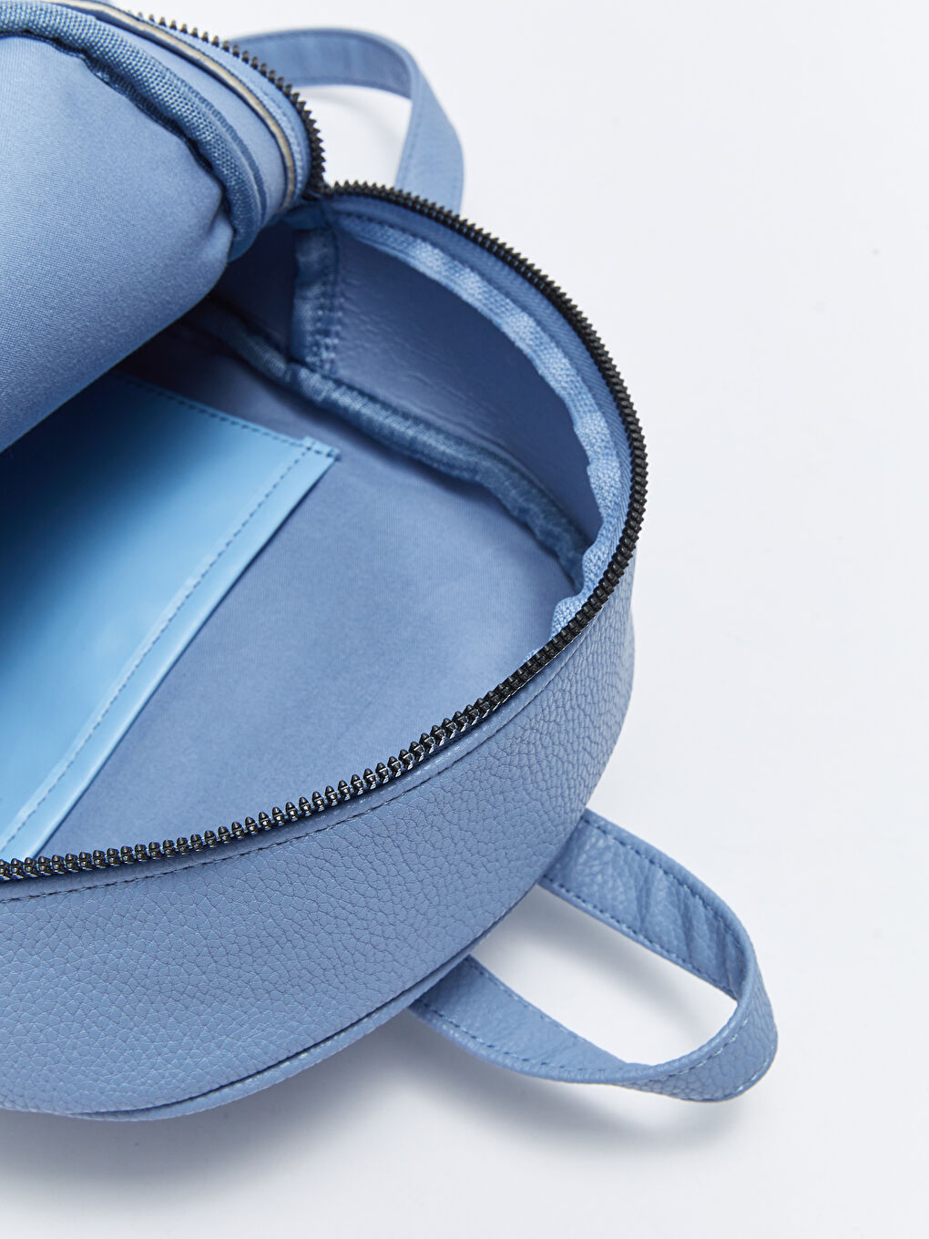 Mavi Deri Görünümlü Baskılı Kadın Sırt Çantası-3