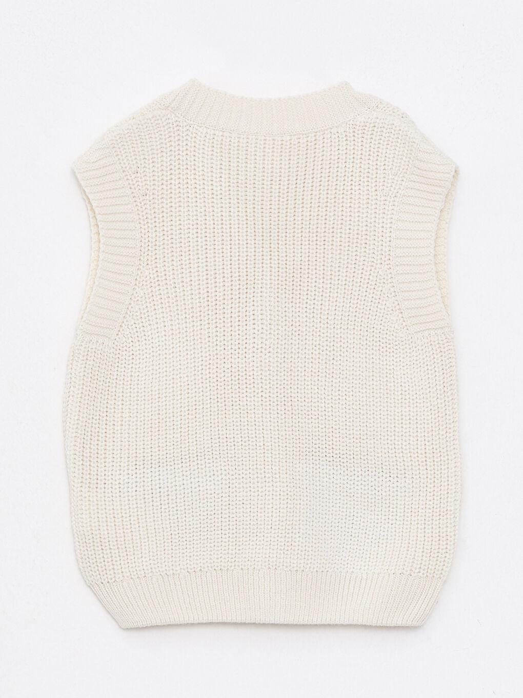 Ekru V Yaka Erkek Bebek Triko Yelek-1