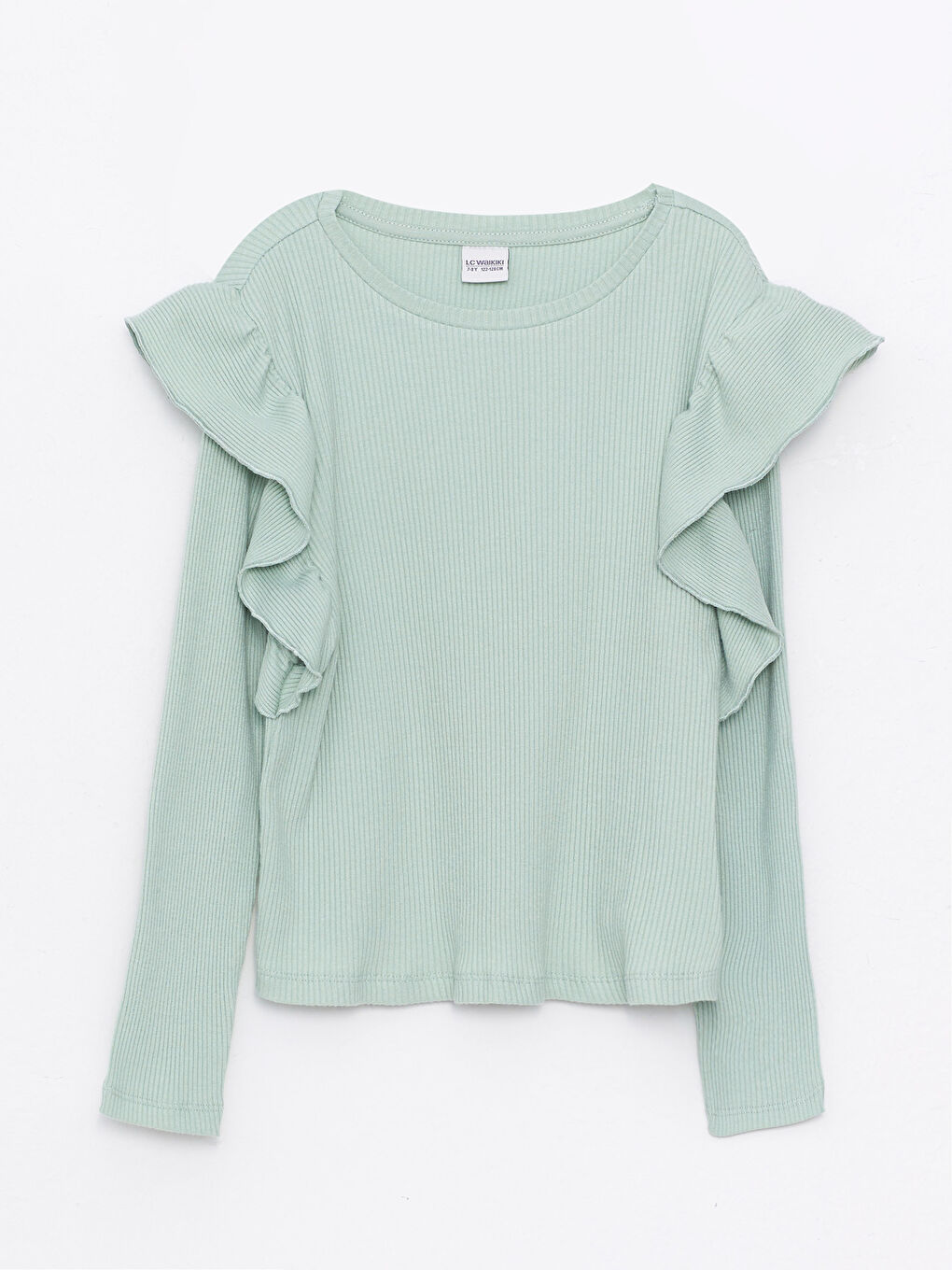 تي شيرت كم طويل سادة بياقة دائرية للبنات