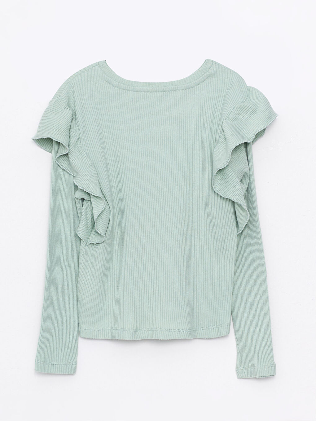 تي شيرت كم طويل سادة بياقة دائرية للبنات-1