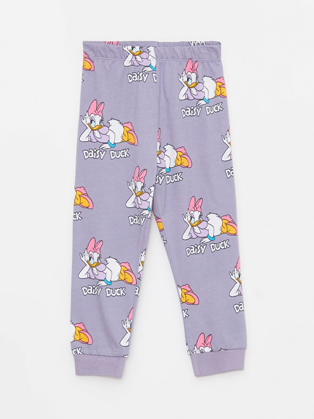 Lila Bisiklet Yaka Uzun Kollu Daisy Duck Baskılı Kız Bebek Pijama Takım-2