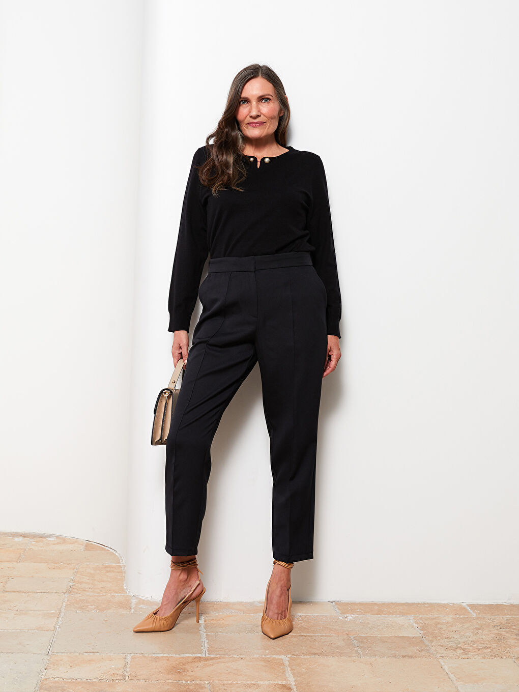 Women's Standard Fit Plain Trousers-2