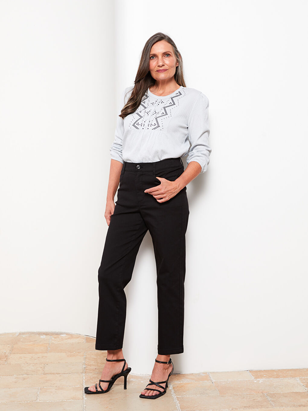 Standard Fit Regular Pocket Detailed Gabardine Women's Trousers-1